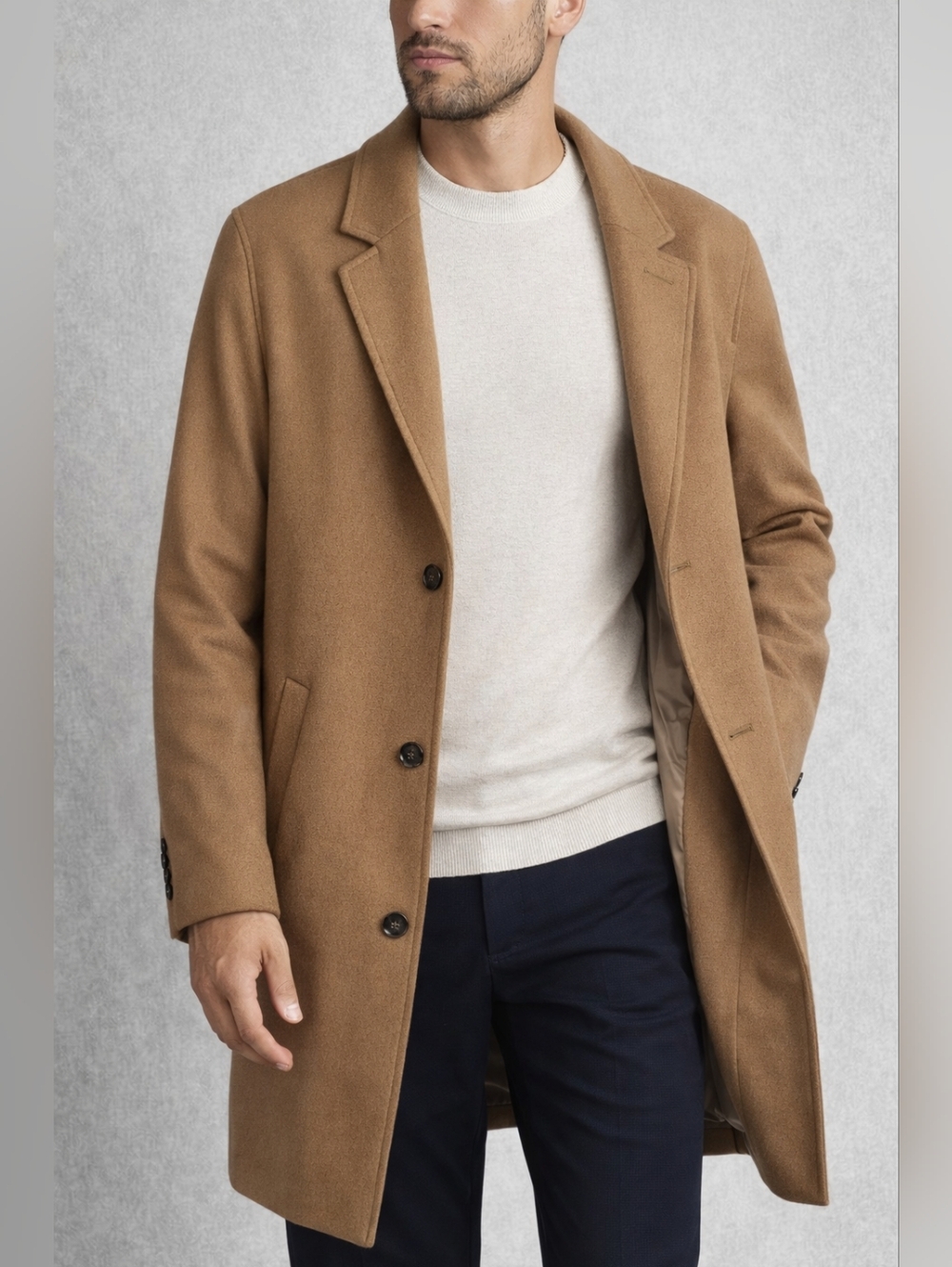 Cole Haan Camel Wool Blend Overcoat Men’s Medium NWOT